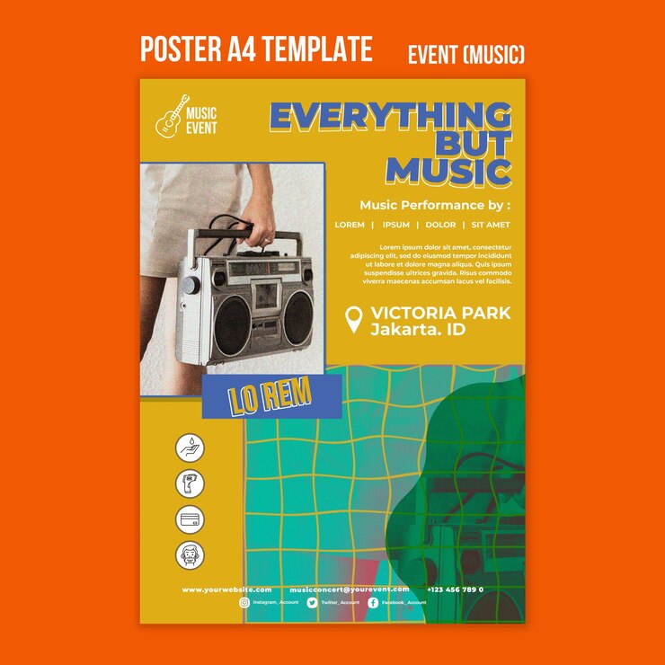 PSD gratuito modello di poster per eventi musicali