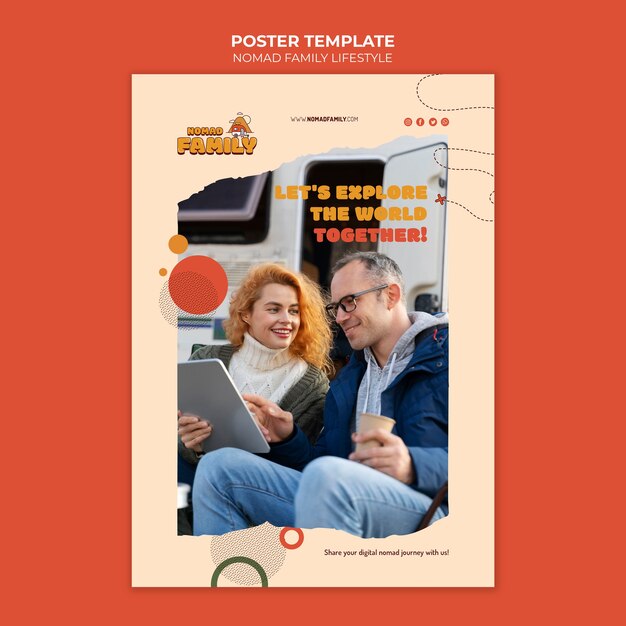 Modello di poster per famiglie dal design piatto