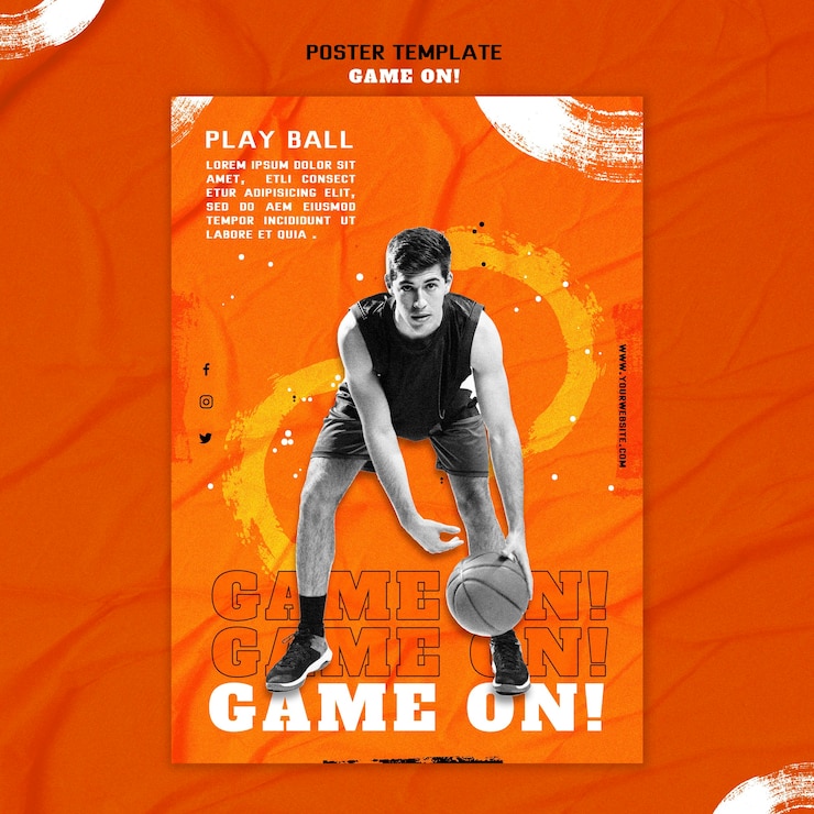 PSD gratuito modello di poster per giocare a basket
