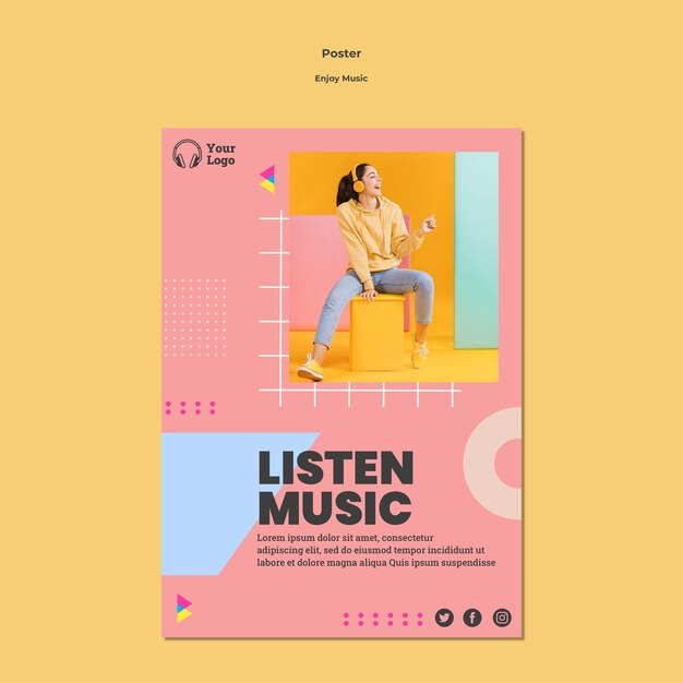 Modello di poster per godersi la musica