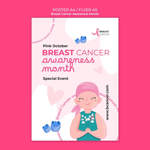 Modello di poster per il mese di sensibilizzazione al cancro al seno