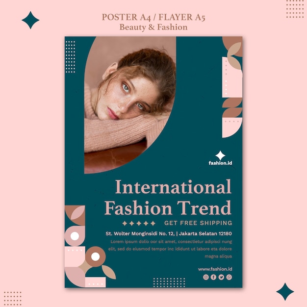 Modello di poster per la bellezza e la moda femminile