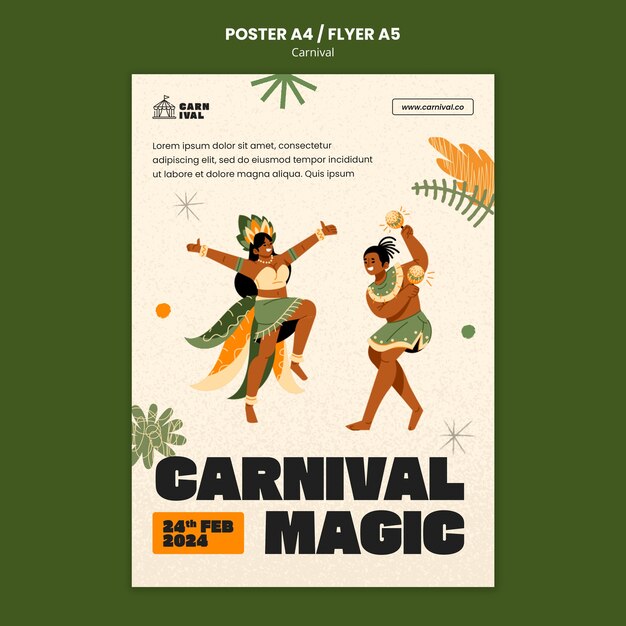 Modello di poster per la celebrazione del carnevale