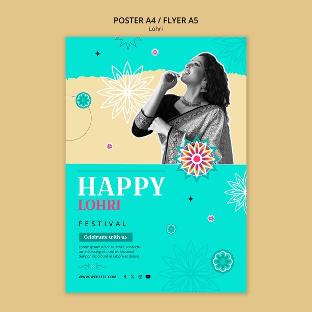 Modello di poster per la celebrazione del festival di Lohri