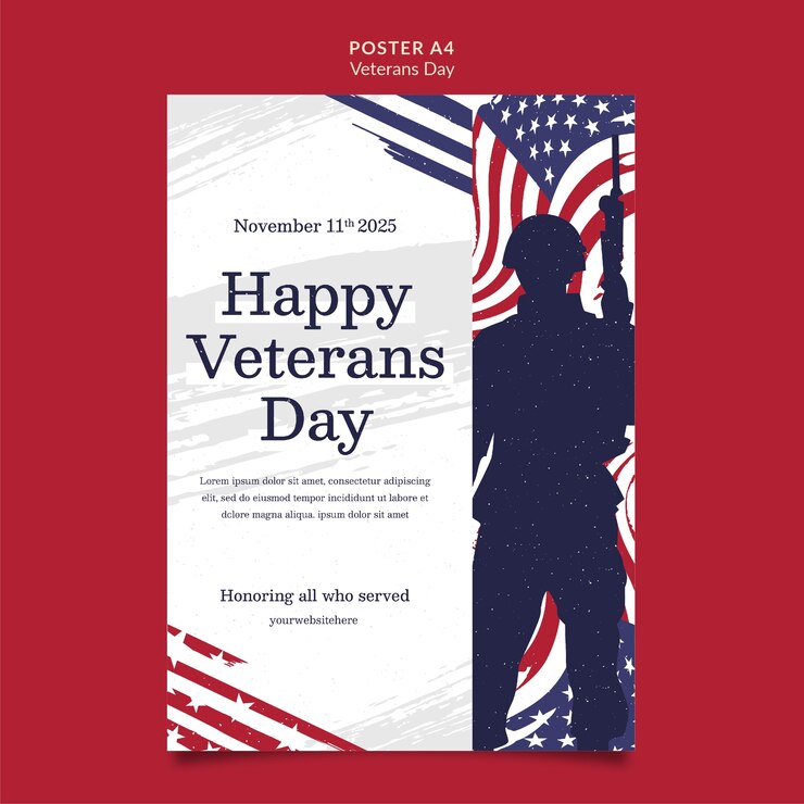 PSD gratuito modello di poster per la celebrazione del giorno dei veterani