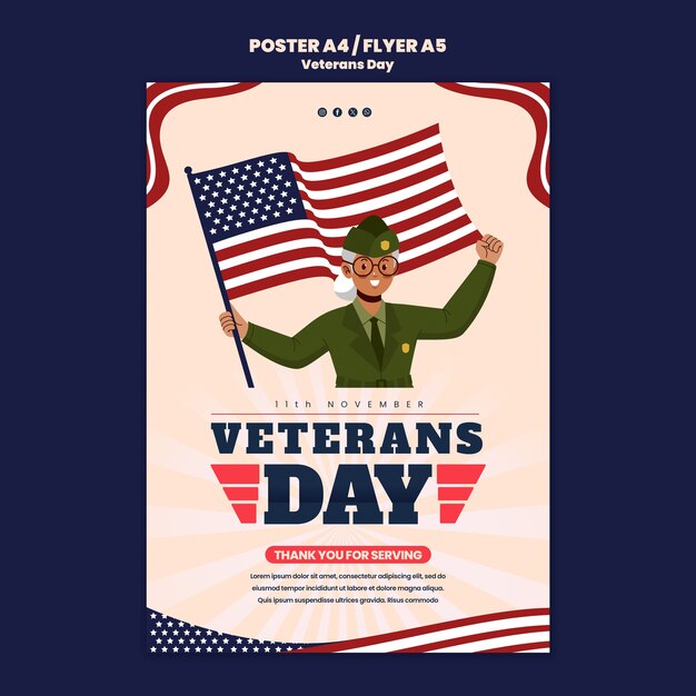 Modello di poster per la celebrazione del giorno dei veterani