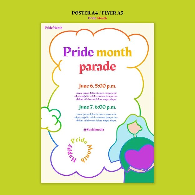 Modello di poster per la celebrazione del mese dell'orgoglio