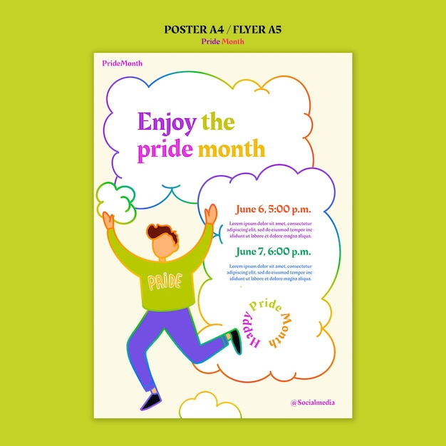 Modello di poster per la celebrazione del mese dell'orgoglio