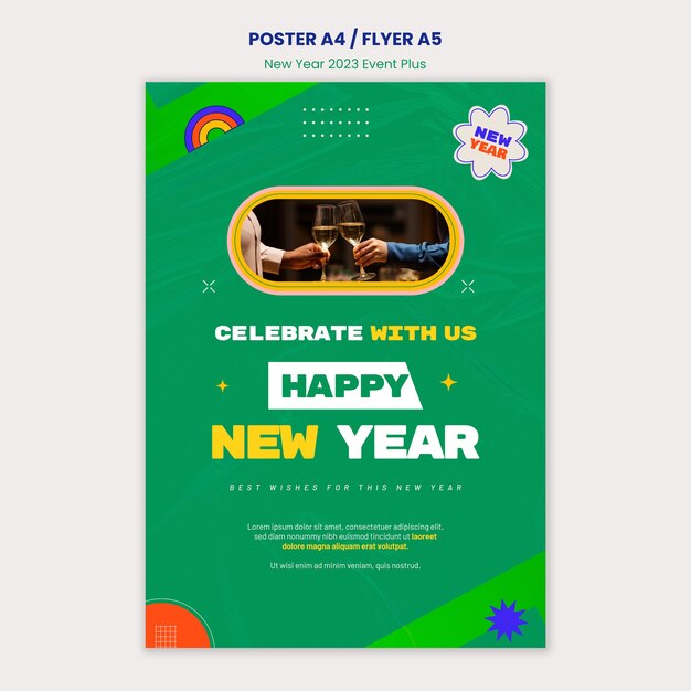 Modello di poster per la celebrazione del nuovo anno