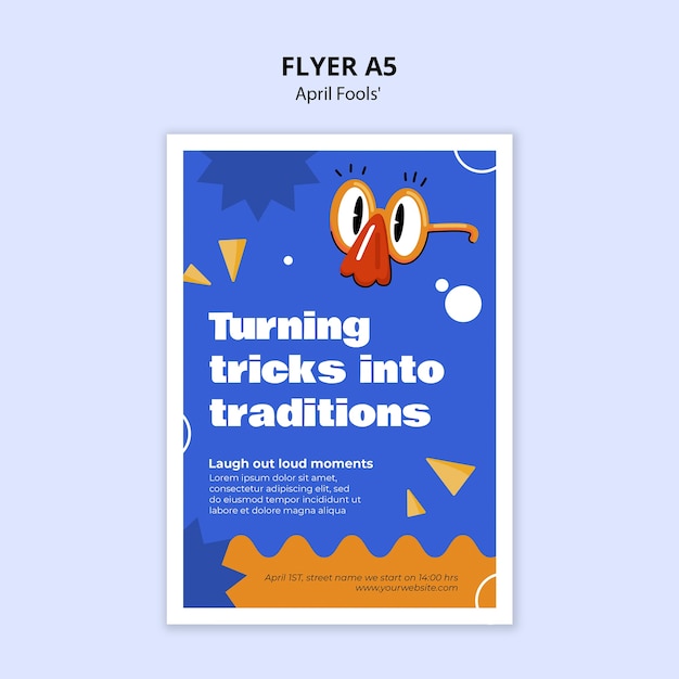 Modello di poster per la celebrazione del primo di aprile