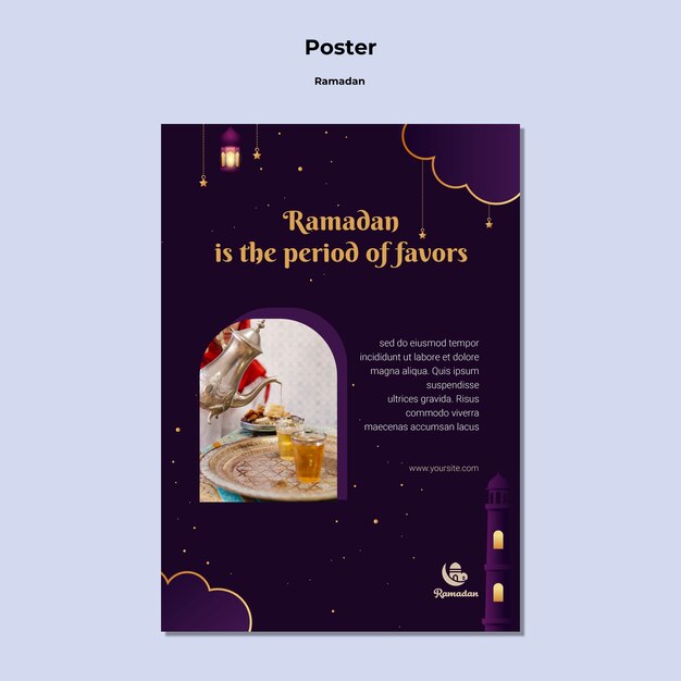 Modello di poster per la celebrazione del ramadan felice