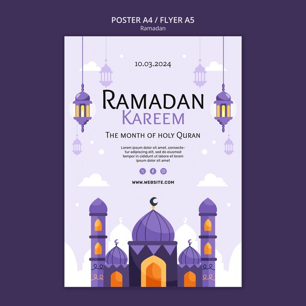 Modello di poster per la celebrazione del Ramadan