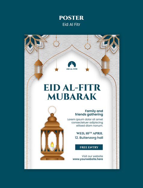 Modello di poster per la celebrazione dell'Eid al fitr