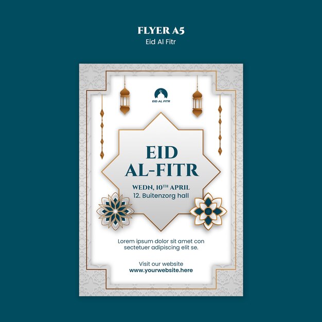 Modello di poster per la celebrazione dell'Eid al fitr