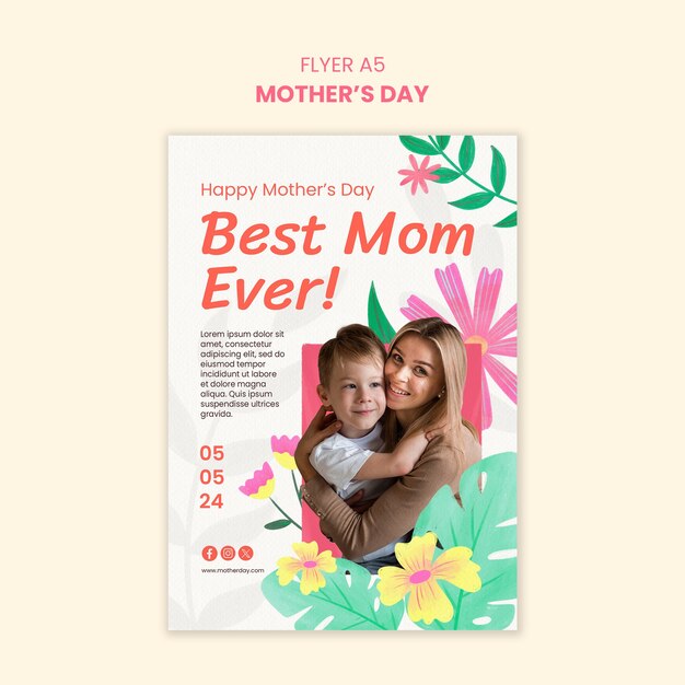 Modello di poster per la celebrazione della Festa della Madre