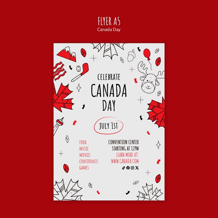 PSD gratuito modello di poster per la celebrazione della giornata del canada