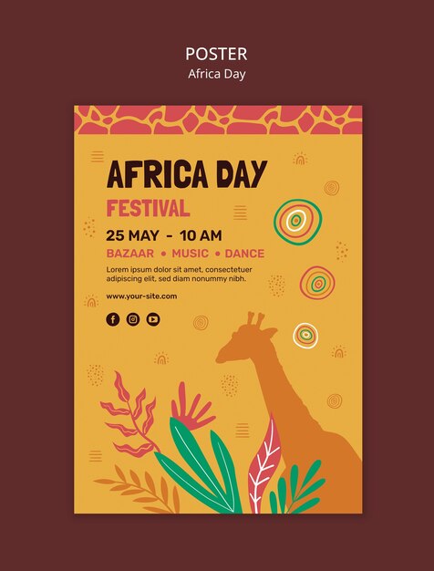 Modello di poster per la celebrazione della Giornata dell'Africa