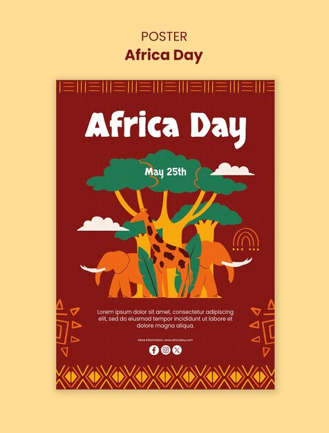 Modello di poster per la celebrazione della Giornata dell'Africa