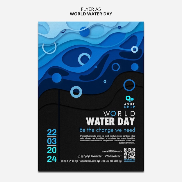 Modello di poster per la celebrazione della Giornata Mondiale dell'Acqua