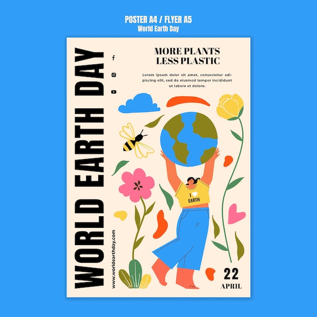 Modello di poster per la celebrazione della giornata mondiale della terra
