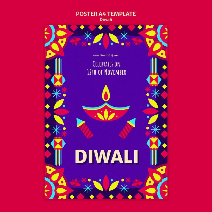 PSD gratuito modello di poster per la celebrazione di diwali
