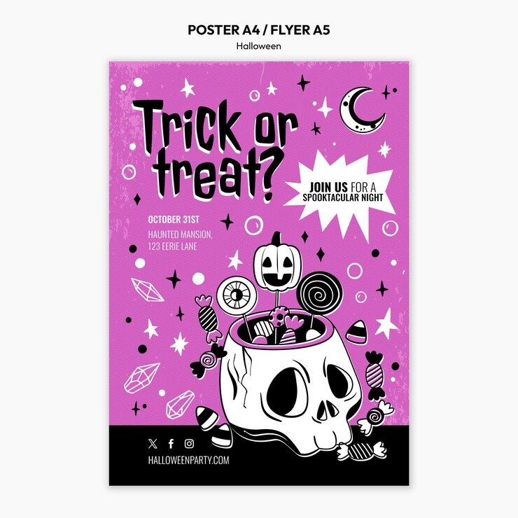 PSD gratuito modello di poster per la celebrazione di halloween