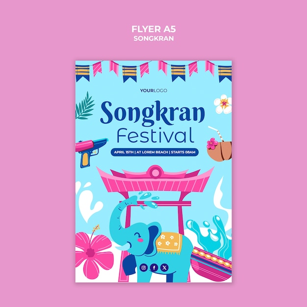 Modello di poster per la celebrazione di Songkran