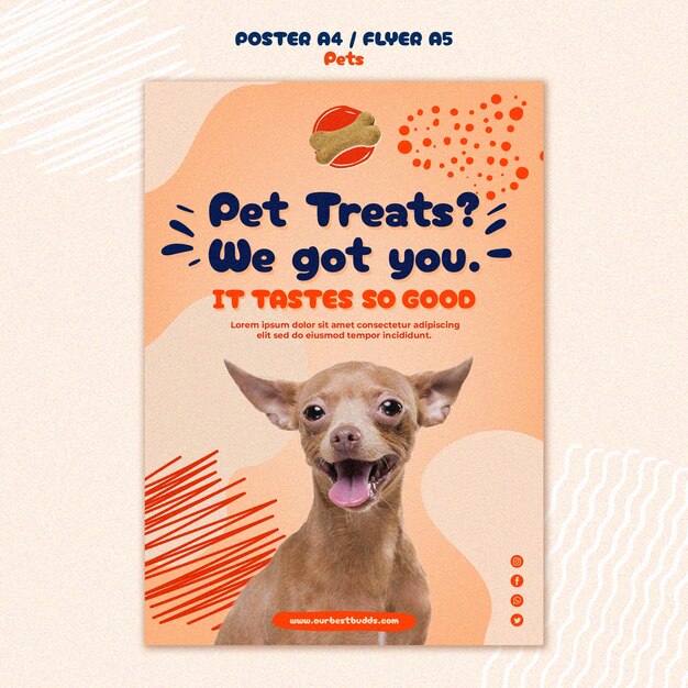 Modello di poster per la cura degli animali domestici disegnato a mano