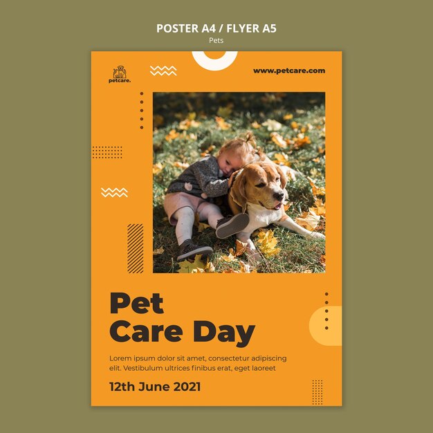 Modello di poster per la cura degli animali domestici