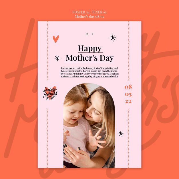 Modello di poster per la festa della mamma felice