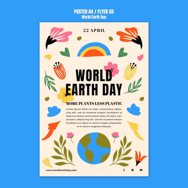 Modello di poster per la giornata della terra design piatto