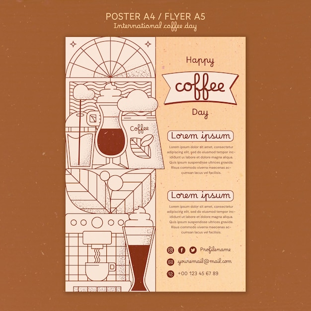 Modello di poster per la giornata internazionale del caffè