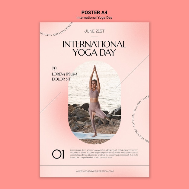 Modello di poster per la giornata internazionale dello yoga