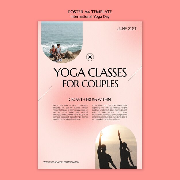 Modello di poster per la giornata internazionale dello yoga