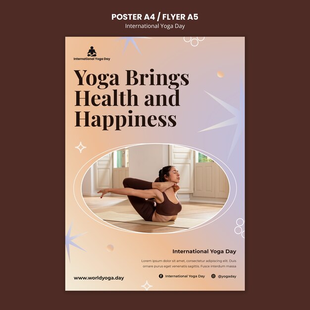 Modello di poster per la giornata internazionale dello yoga