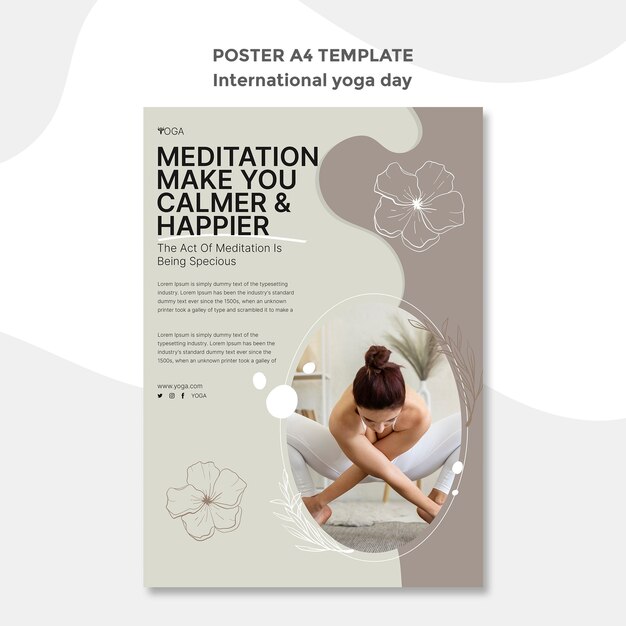 Modello di poster per la giornata internazionale dello yoga