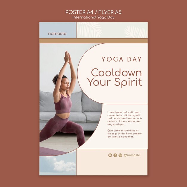 Modello di poster per la giornata internazionale dello yoga