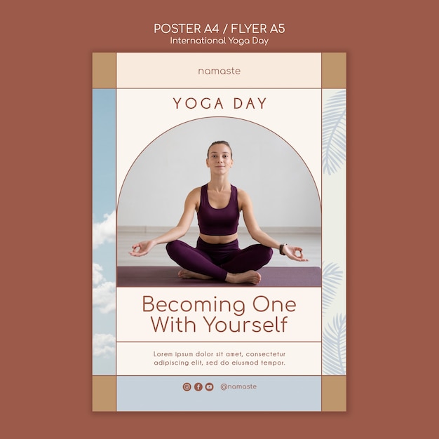 Modello di poster per la giornata internazionale dello yoga