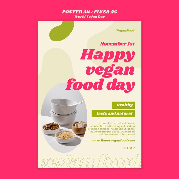Modello di poster per la giornata mondiale dei vegani