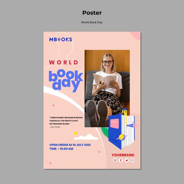 Modello di poster per la Giornata Mondiale del Libro