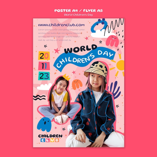 Modello di poster per la Giornata Mondiale dell'Infanzia