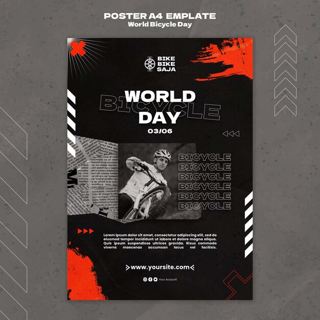 Modello di poster per la giornata mondiale della bicicletta