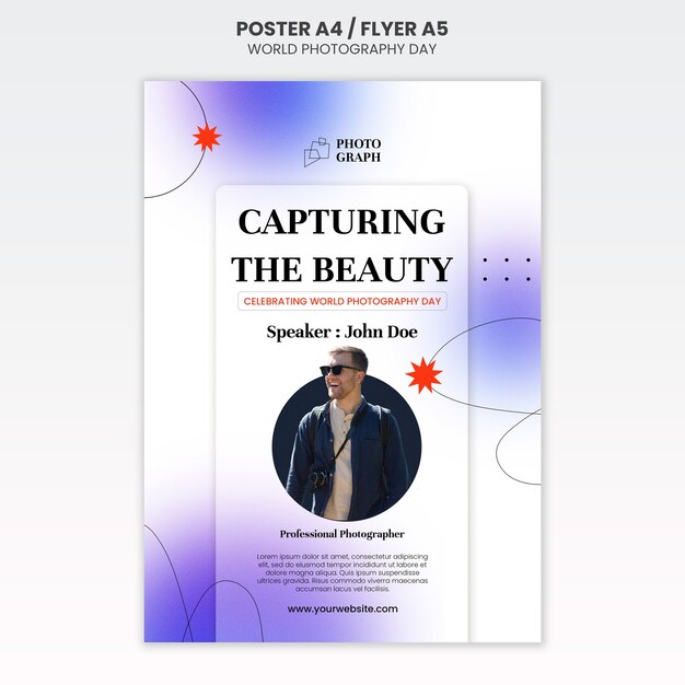 Modello di poster per la giornata mondiale della fotografia