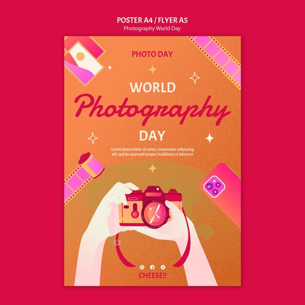 Modello di poster per la giornata mondiale della fotografia