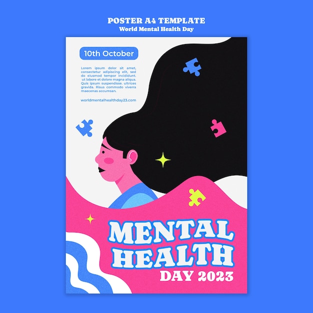 Modello di poster per la giornata mondiale della salute mentale