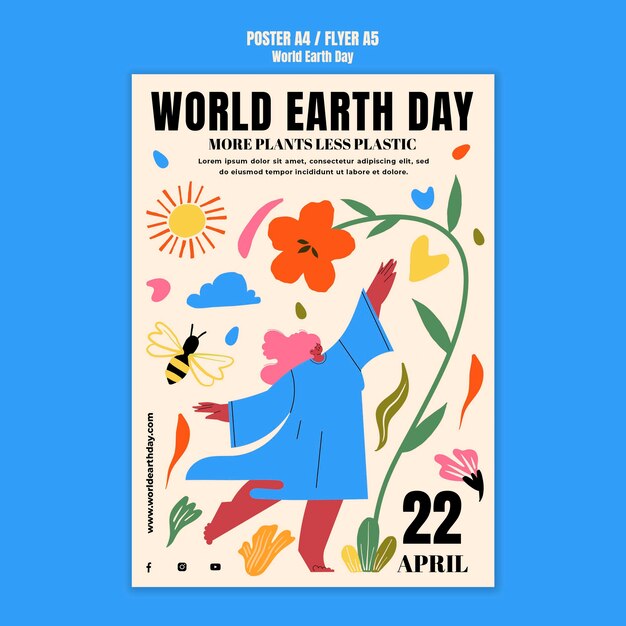 Modello di poster per la giornata mondiale della terra