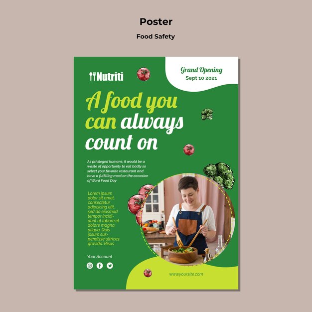 Modello di poster per la sicurezza alimentare