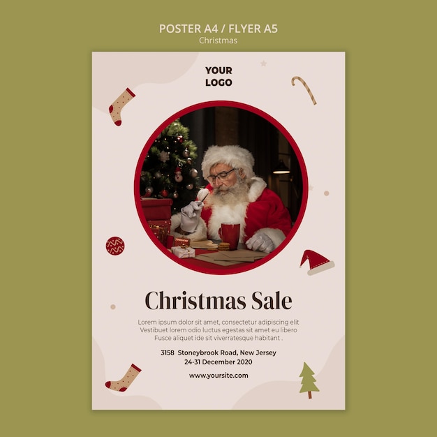 Modello di poster per la vendita dello shopping natalizio