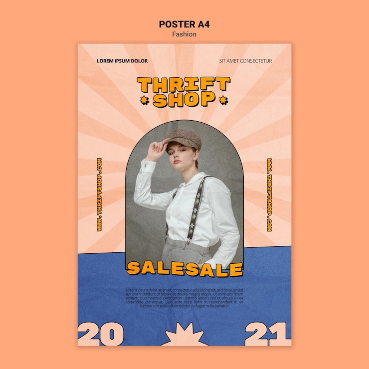 PSD gratuito modello di poster per la vendita di moda negozio dell'usato
