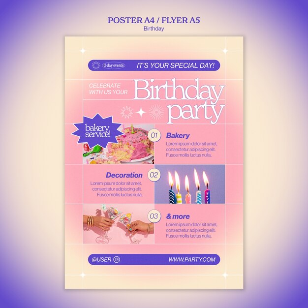 Modello di poster per le celebrazioni di compleanno